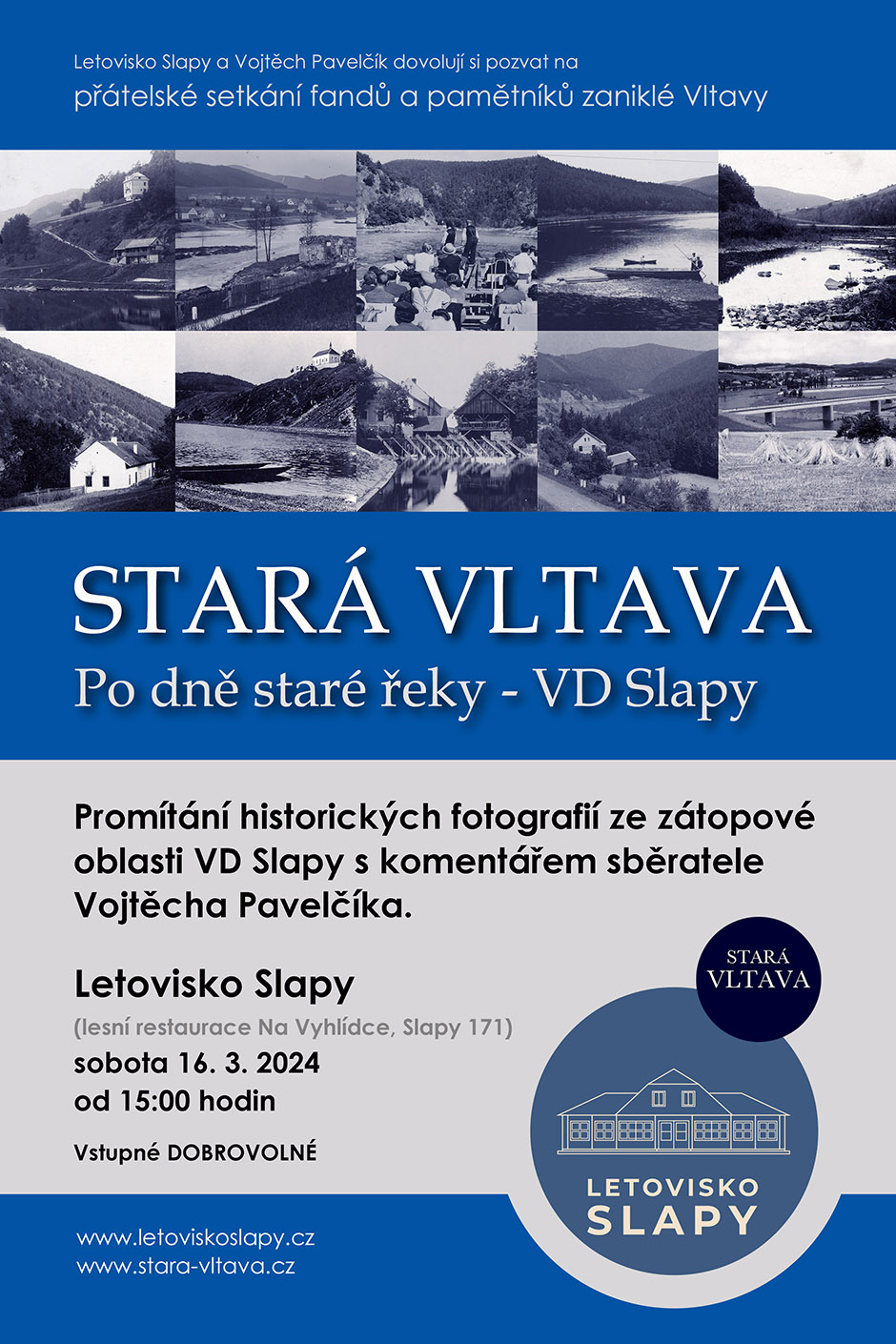 Stará Vltava - Po dně staré řeky / Letovisko Slapy 16.3.2024